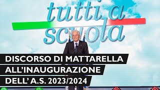 Mattarella alla cerimonia di inaugurazione dell’anno scolastico 20232024 [upl. by Odo]