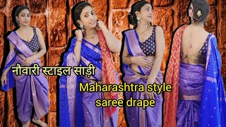 dhoti stylemaharashtra style saree drape nauvari style drape shwaraj vlog [upl. by Allen]