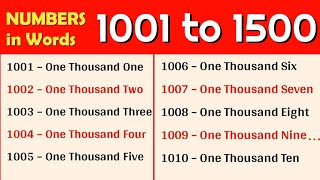 1001 to 1500 Numbers  1001 To 1500 NUMBERS In Words In English  10011500 English Numbers [upl. by Levitus]