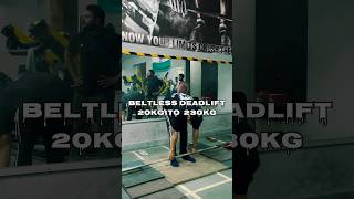 Beltless Deadlift 20kg to 230kg motivation powerliftingmotivation ifting [upl. by Saddler]