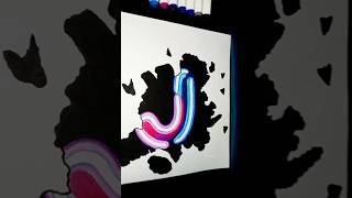 Drawing Letter quotJ quot ✨ Neon✨ Pencil ShaVing ArT ✨ shorts art artshorts [upl. by Kwapong]