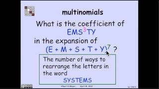 345 Multinomial Theorem Video [upl. by Oicram383]