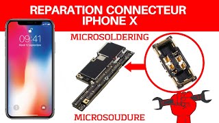 🇫🇷Soudure connecteur iPhone X Micro soudure iPhone connecteur de charge [upl. by Aralk]