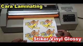 cara laminating laminasi stiker vinyl dingin glossy mengkilap dengan mesin A3 [upl. by Riabuz]