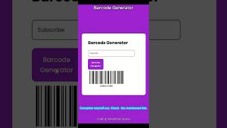 Barcode Generator Full tutorial Check out now css html javascript tutorial project shorts [upl. by Alison]