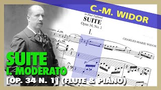 🎼 CharlesMarie WIDOR  Suite Op 79 N 1 I Moderato FLUTE amp Piano  Sheet Music Scrolling [upl. by Irme739]