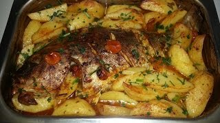 Peixe assado no forno pargo [upl. by Nomahs]