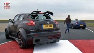 Nissan JukeR vs GTR track test  Auto Express [upl. by Eneladgam]