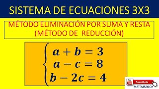 1021 SISTEMA DE ECUACIONES 3X3  ab3 ac8  b2c4 [upl. by Ahsiam]