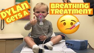 TODDLER GETS A NEBULIZER BREATHING TREATMENT AT THE DOCTORS OFFICE SICK KID FEVER amp COUGHING [upl. by Collier367]