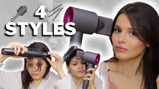 4 Ways to Style Curtain Bangs for Fine Thin Hair  Tutorial on how to style curtain bangs easy [upl. by Nonahs156]