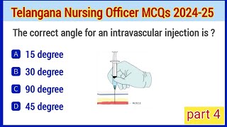 TELANGANA nursing officer mcq  MSHRB staff nurse officer exam  Nursing Officer exam mcq  part 4 [upl. by Swanson]