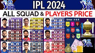 IPL 2024  All Teams Final Players List amp Price  IPL 2024 GroupB All Teams Squad amp Their Price [upl. by Ahsead995]