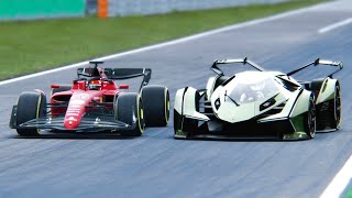 Ferrari F1 2022 F175 vs Lamborghini V12 Vision GT at Monza GP [upl. by Eniaj]