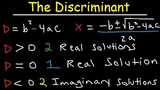 How To Determine The Number of Real and Imaginary Solutions Using The Discriminant Equation [upl. by Onabru]