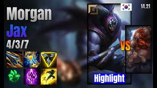 Morgan Top Jax vs Gragas lol KR solo rank Highlight 1421 [upl. by Ware760]