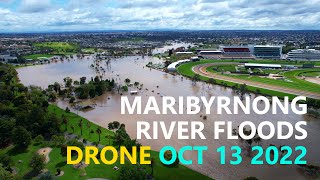 Maribyrnong River Floods  4K Drone  Melbourne  Oct 14 2022 [upl. by Submuloc]