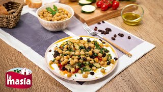 Ensalada de garbanzos con verduras salteadas [upl. by Goldie]