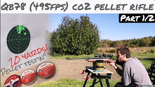 Beeman Qb78 177cal Co2 rifle 495Fps  Chronograph numbers and Pellet test from 20 yards Part1 [upl. by Lrig110]