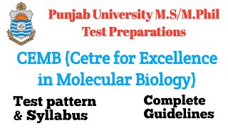 CEMB Punjab University MSMPhil test preparation syllabus test pattern  Molecular Biology [upl. by Liponis691]