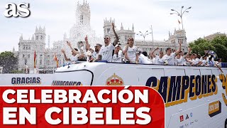 FIESTA COMPLETA CIBELES REAL MADRID CAMPEÓN LIGA  Show ANCEELOTTI BELLINGHAM VINICIUS [upl. by Banky301]