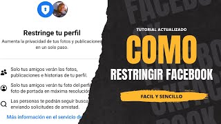 como RESTRINGIR TU PERFIL DE FACEBOOK facil y rapido  como poner perfil de facebook privado en 2024 [upl. by Ityak]