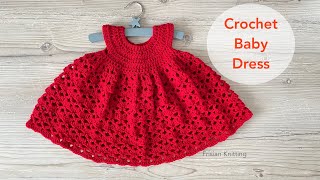 Christmas Crochet baby dress Paris 👗 app 0  6 months  how to crochet a baby dress  baby jurkje [upl. by Chuu]