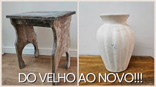 TRANSFORMEI UM BANQUINHO E UM VASO GARIMPADOS EM LINDAS PEÇAS PARA DECORAÇÃO [upl. by Yllus855]