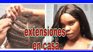 COMO PONERTE LAS EXTENSIONES COSIDAS EN CASA [upl. by Adnahsat369]