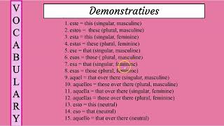 Spanish Demonstratives  Spanish Vocabulary [upl. by Gambrill]