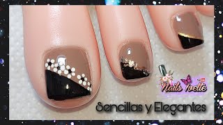 Diseño de uñas PIES ¡Muy fácil Uñas de los pies decoradas  Diseño sencillo y elegante para uñas [upl. by Sumner]