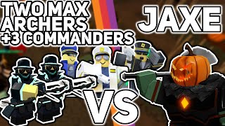 Two Max Archers  3 Commanders vs Jaxe  Night 1 Solar Event  Tower Defense Simulator [upl. by Cristabel]