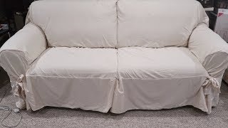 Sure Fit Sofa Slipcover Review Designer Twill Relaxed Fit Unboxing Setup [upl. by Atika826]