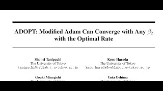 ADOPT Modified Adam Can Converge with Any with the Optimal Rate [upl. by Forrester]