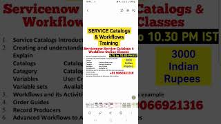 ServiceNow service Catalogs amp Workflow Training servicenow skfacts [upl. by Drucill]