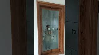 Wooden door tuffen glass tukdi Glass Work YouTube short viral [upl. by Izawa]