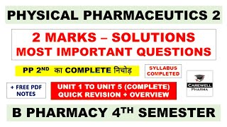 2 Marks Solutions  Physical pharmaceutics 4th semester important questions  Carewell Pharma [upl. by Aysa]