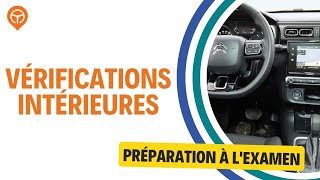 Examen de permis de conduire Questions Vérifications intérieures 2024 [upl. by Ardnait135]