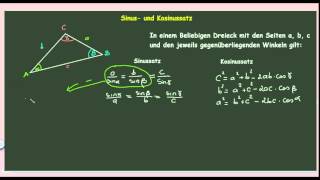 Sinus Kosinussatz Formeln und Beispiel [upl. by Orelia368]