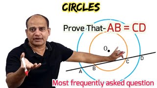 If a line intersects two concentric circles with centre O at A B C and D prove that AB  CD [upl. by Ytsud310]