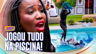 TRETA 🔥 LEIDY ELIN JOGA ROUPAS DE DAVI NA PISCINA APÓS SINCERÃO  BBB 24 [upl. by Zweig524]