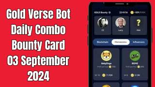 Gold Verse Bot Daily Combo Bounty Card 03 September 2024 [upl. by Merfe]