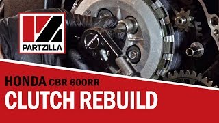 How to Rebuild the Clutch on a Honda CBR 600 RR  Partzillacom [upl. by Einama]