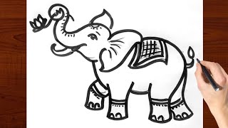 Elephant Drawing for kids  How to draw elephant for kids step by step  Kids drawing [upl. by Nimajnab]