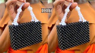 How I make a Pearl Beaded Hand Bag  How I make a Beaded Bag EASY DIY TUTORIAL [upl. by Noramac]