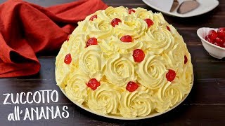 TORTA ZUCCOTTO ALLANANAS SENZA COTTURA Ricetta Facile  No Bake Pineapple Rose Cake Easy Recipe [upl. by Leirbaj]