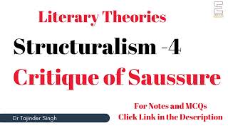 Structuralism 4  Critique of Saussure  Literary Theory  NTA NET PGT TGT English [upl. by Markland]