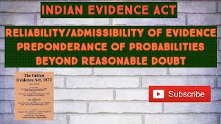 Indian Evidence Act reliability of evidence beyond reasonable doubt preponderance of probability [upl. by Calv]