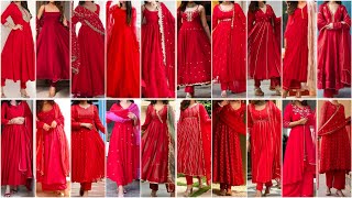 Karwa Chauth Special Red colour Anarkali Suit Design Ideas for Girls 2024 [upl. by Akiram745]