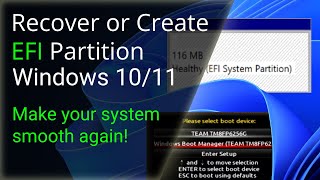 How to Recover or Create EFI Partition Windows 1011 [upl. by Arty]